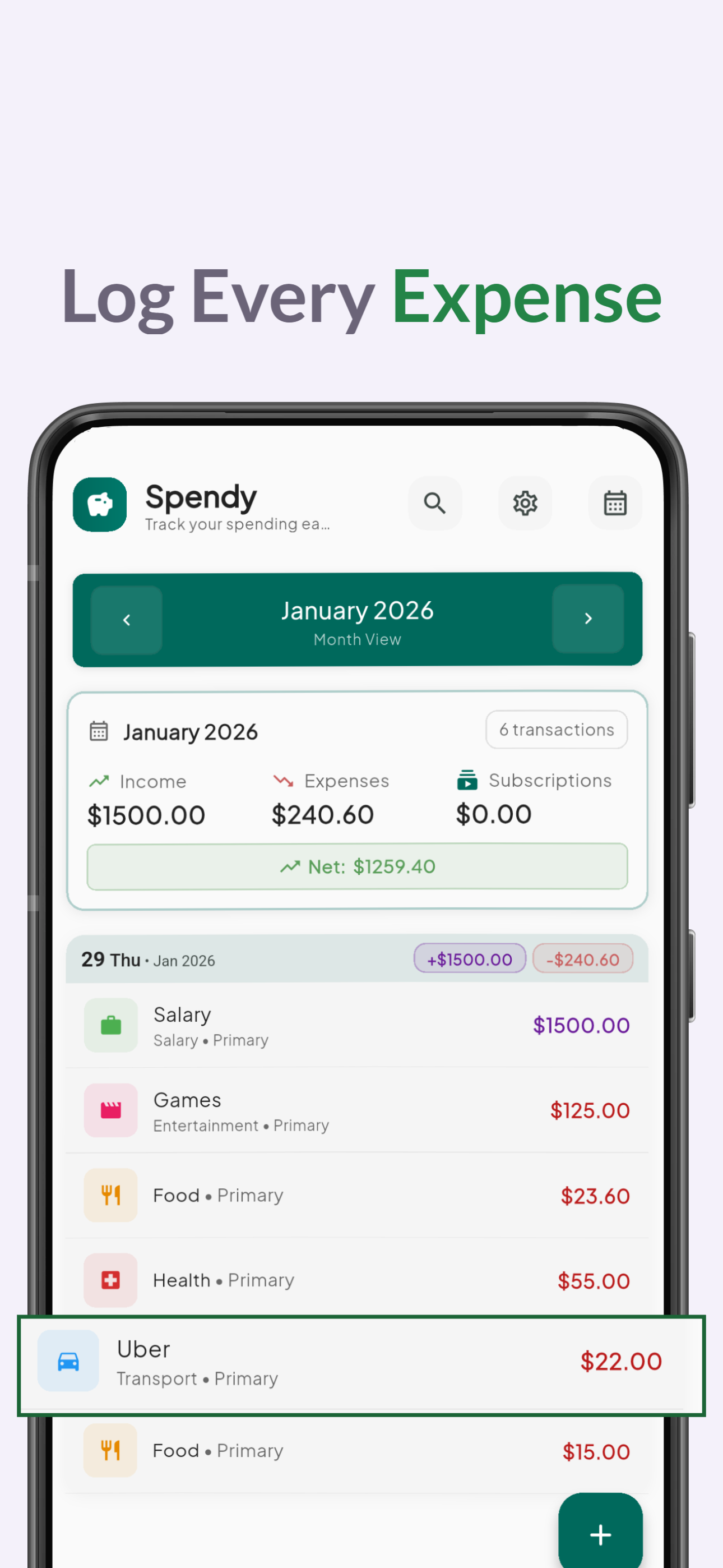 Spendy app screenshot 2